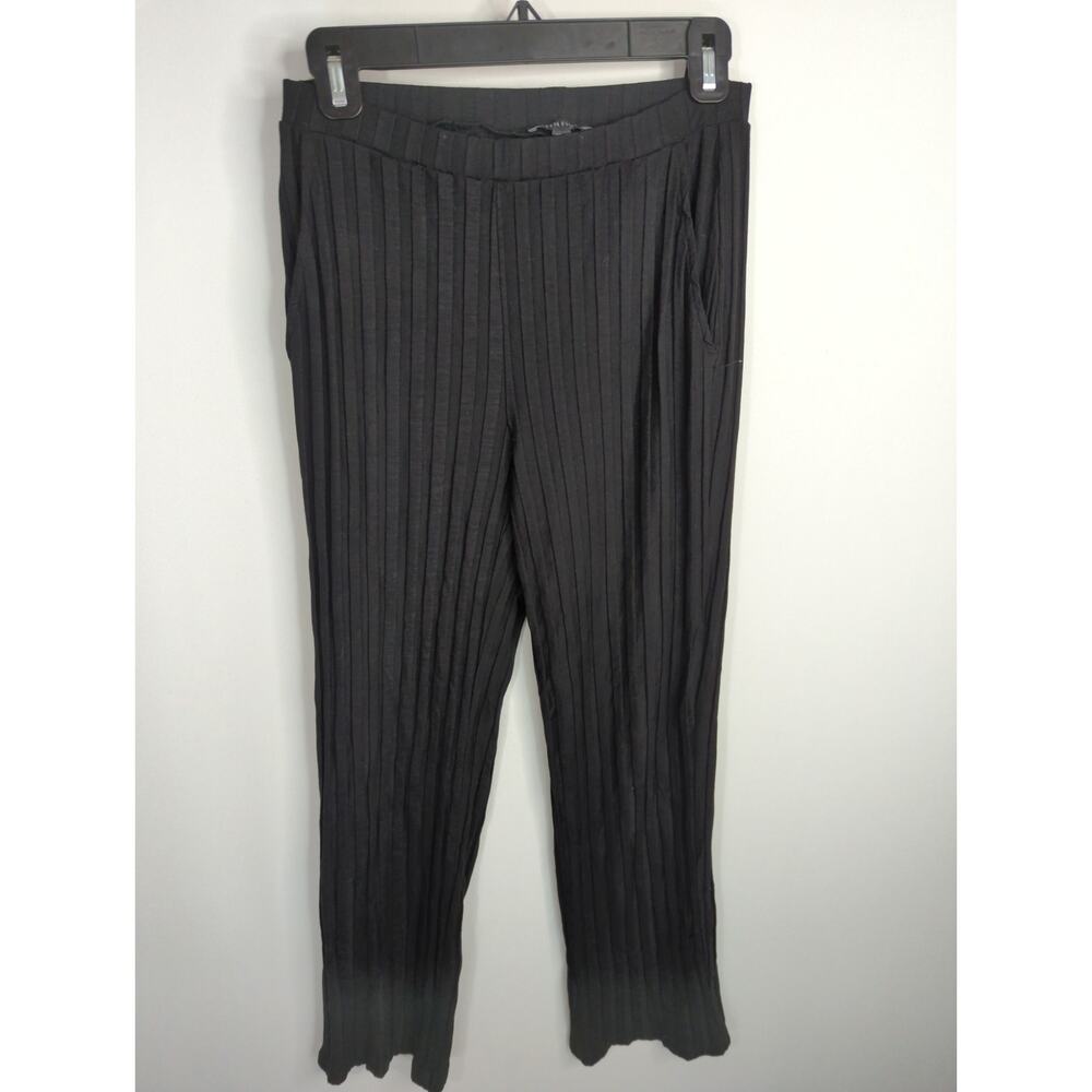 Eileen Fisher Black Pants‎ Women's XS Ribbed Tencel Pull On Lagen Look Casual